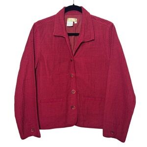 Vintage The Territory Ahead jacket Women's L Red Textured 100% cotton natural